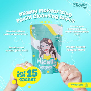 Micelly Moisturizing NEW AROMA - Tisu Basah Micellar 15 pcs Cleansing Wipes for Waterproof Make Up