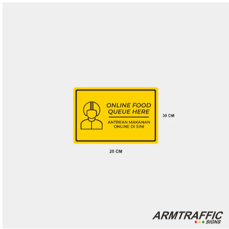 DIRECTION SIGN ONLINE FOOD HERE SIGN 20 X 30 CM