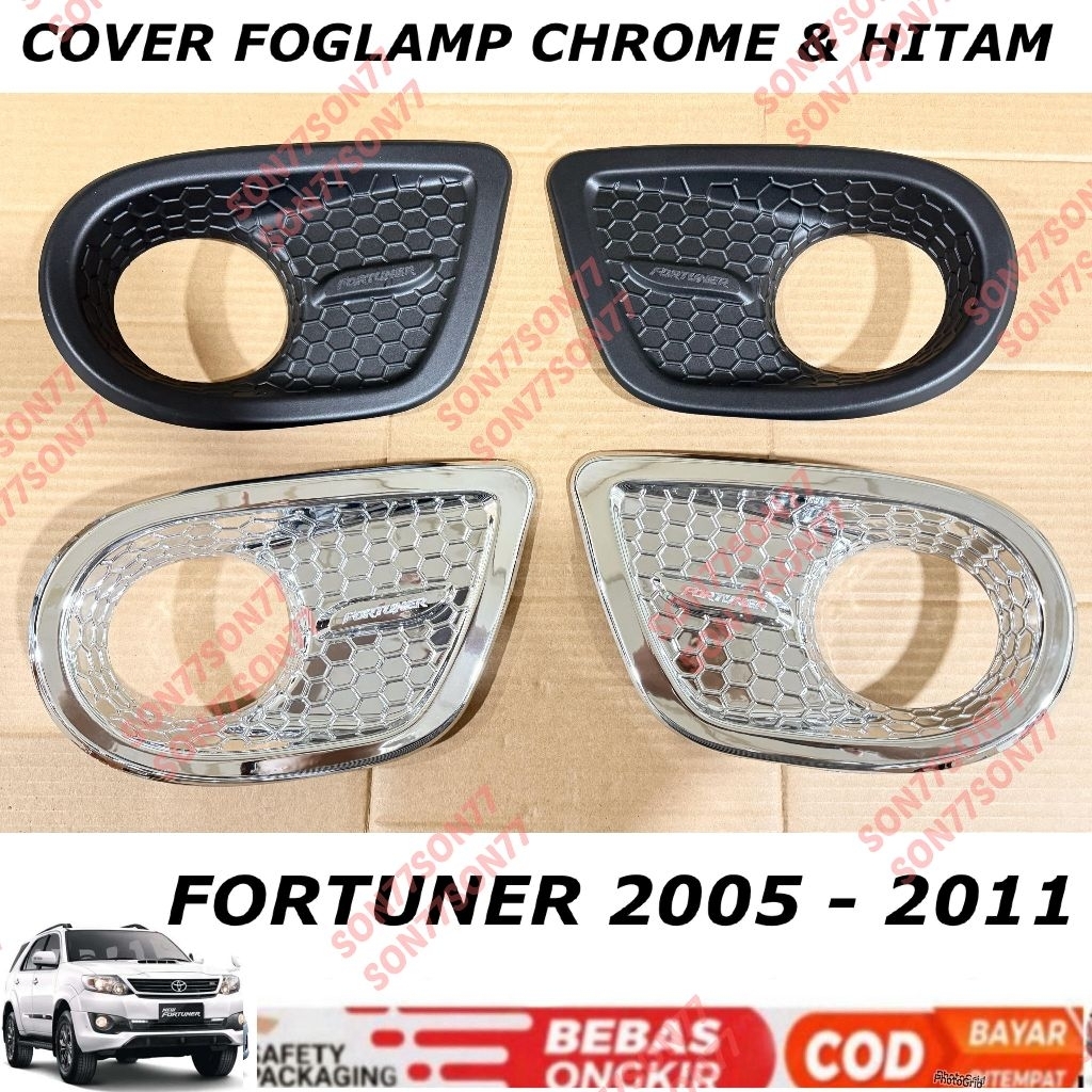 Old Fortuner Foglamp Cover 2005 2008 2010 2011 Black Chrome
