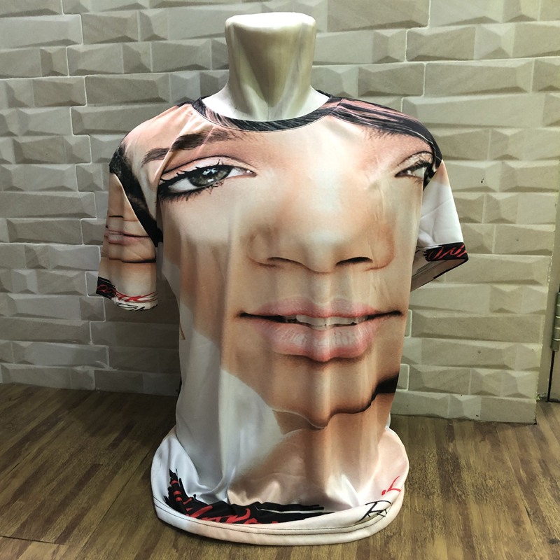 Rihanna เสื้อยืดโพลีเอสเตอร์ย์สไตล์ลําลองแฟชั่น Unisex Tees