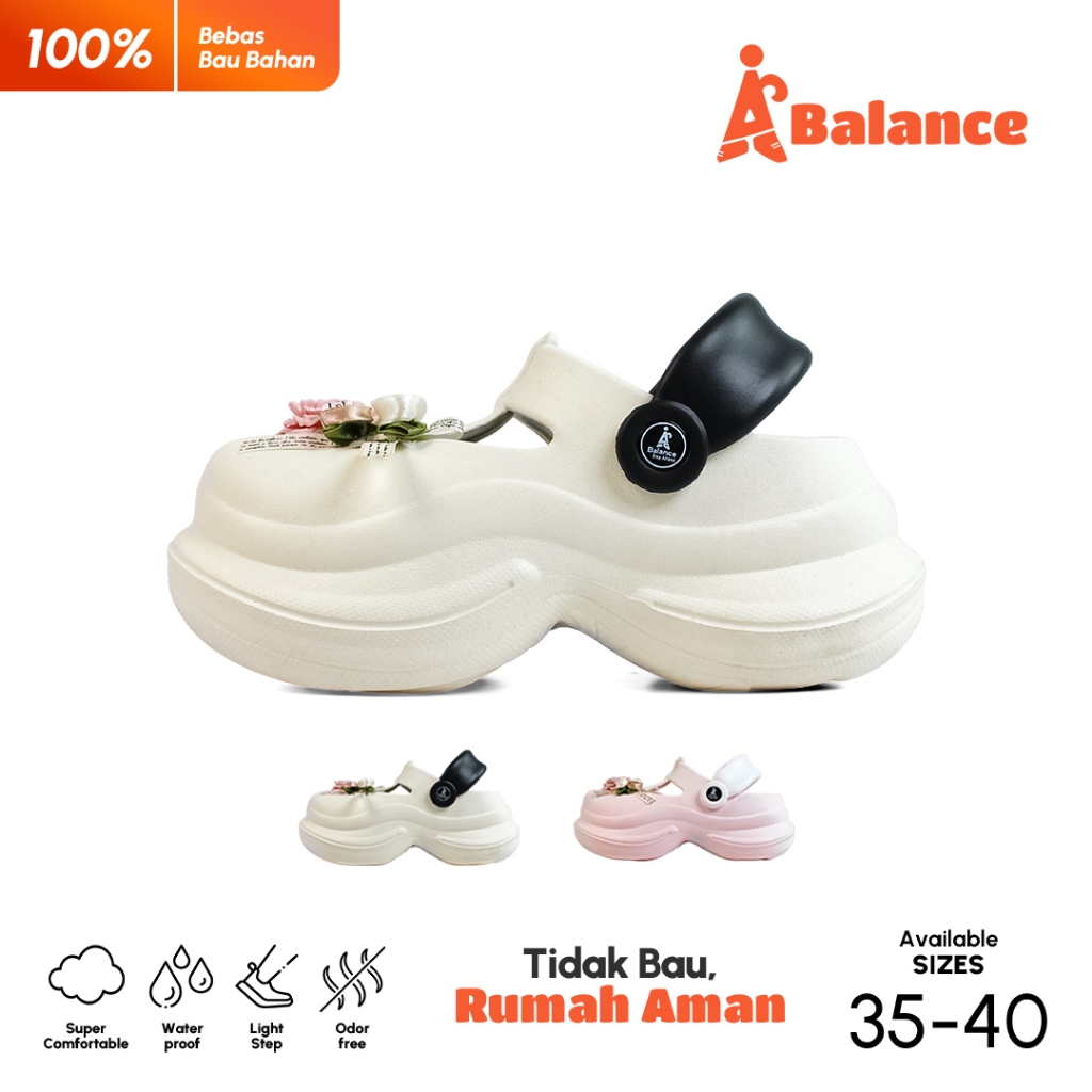 Air-Balance ผู้หญิง Fuji Clog รองเท้าแตะน่ารัก 3D ดอกไม้ EVA รองเท้าแตะกันลื่นสบายลื่น 823-C