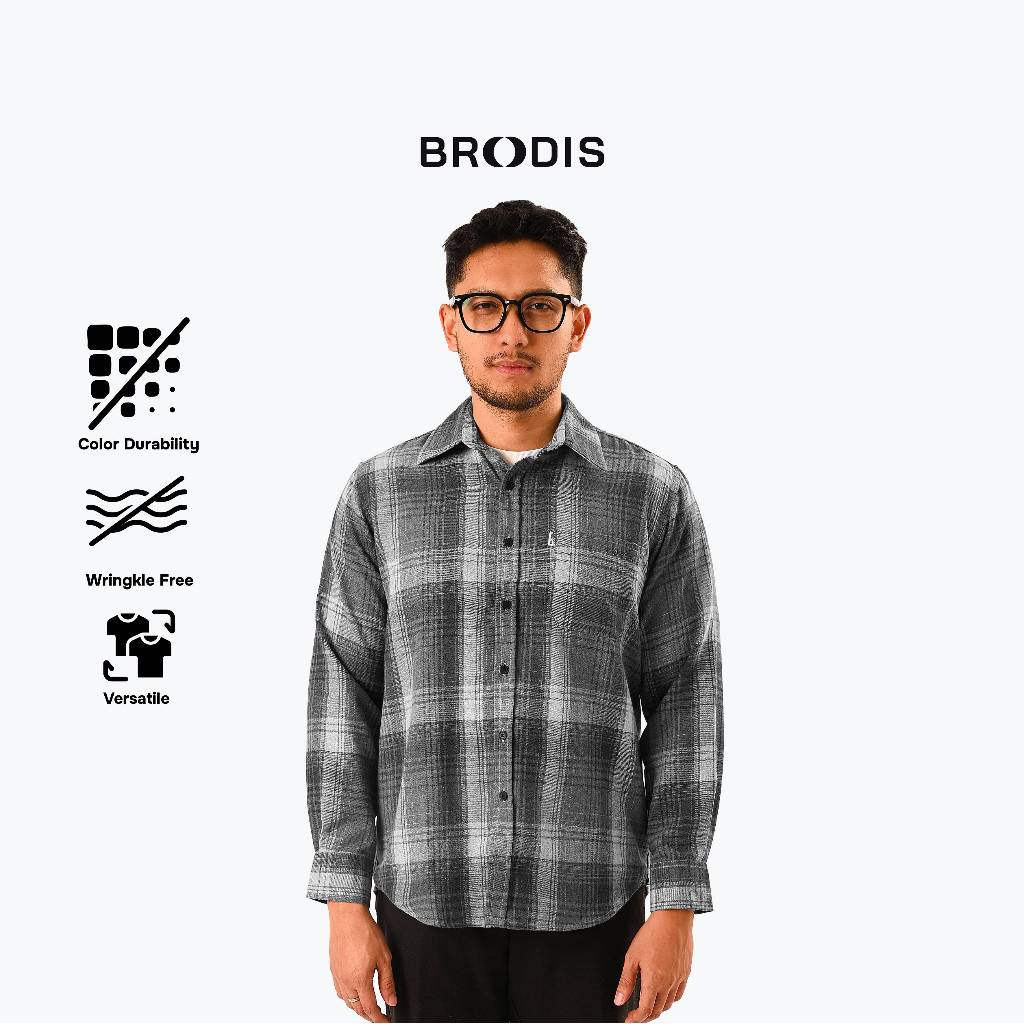 KEMEJA Brother Distro - เสื้อเชิ้ตผ้าสักหลาดแขนยาวผู้ชาย สีเทา Olten