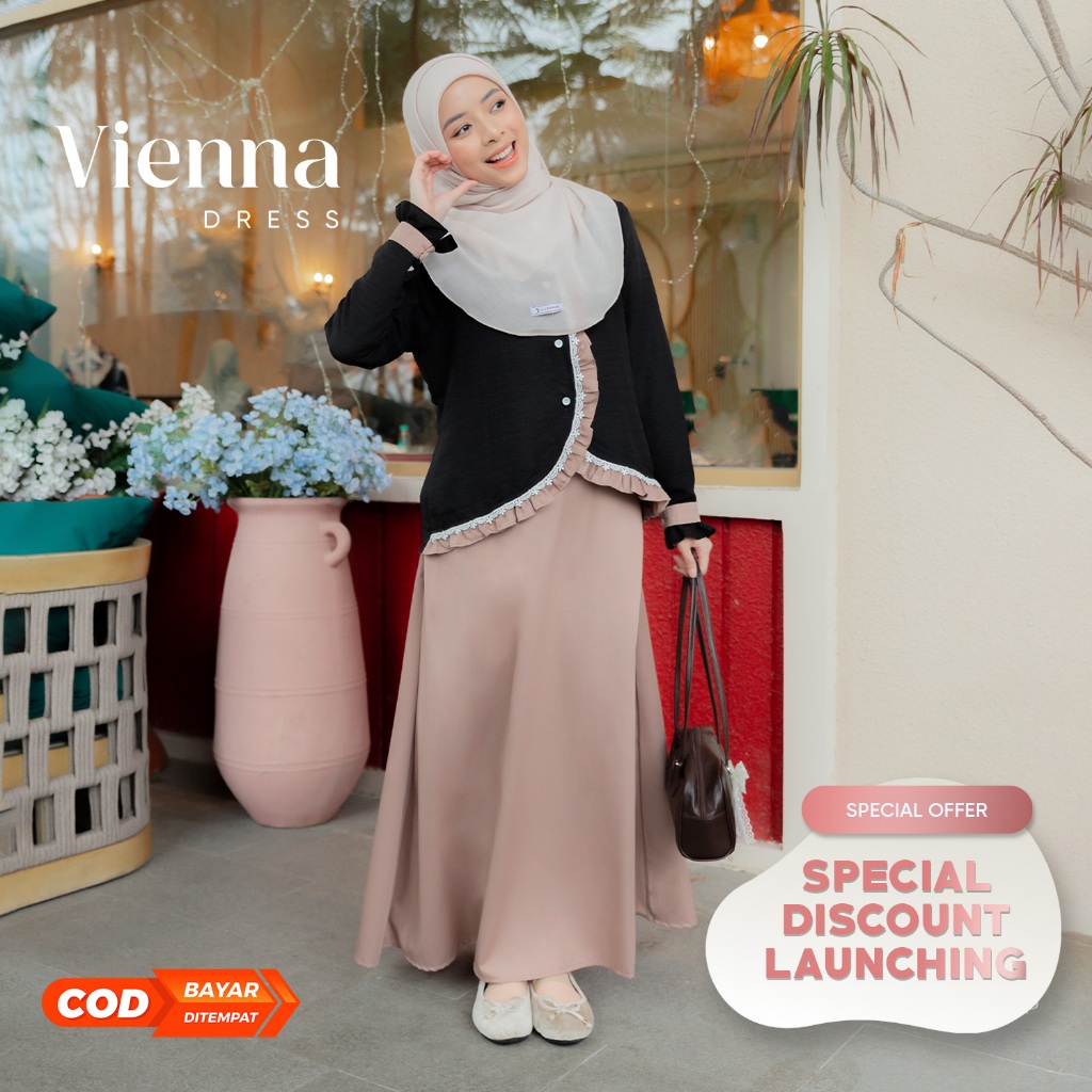 JILBRAVE Vienna Dress Gamis Set Outer Feminine Casual Elegant Look