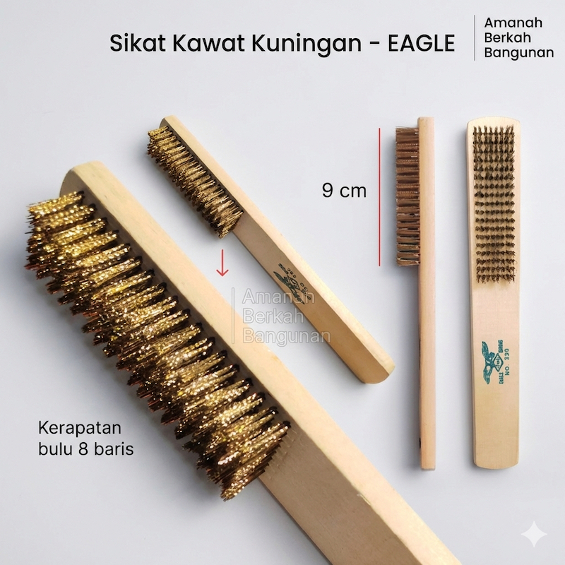 แปรงลวดทองเหลืองละเอียด - EAGLE BRAND - 8 แถว - STRONG, DURABLE - [1 ชิ้น]