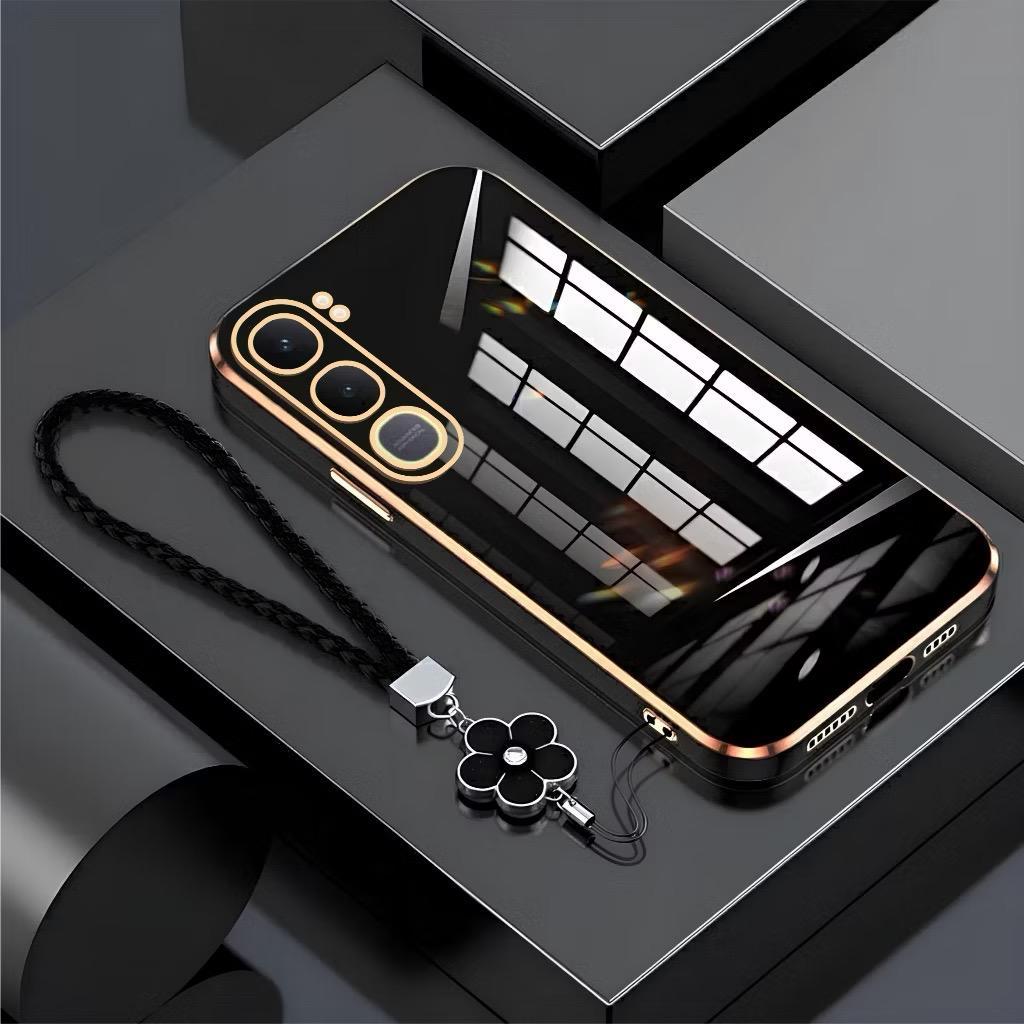 Softcase VIVO Y21d เคสซิลิคอนหรูหราฟรีเชือกเส้นเล็กดอกไม้