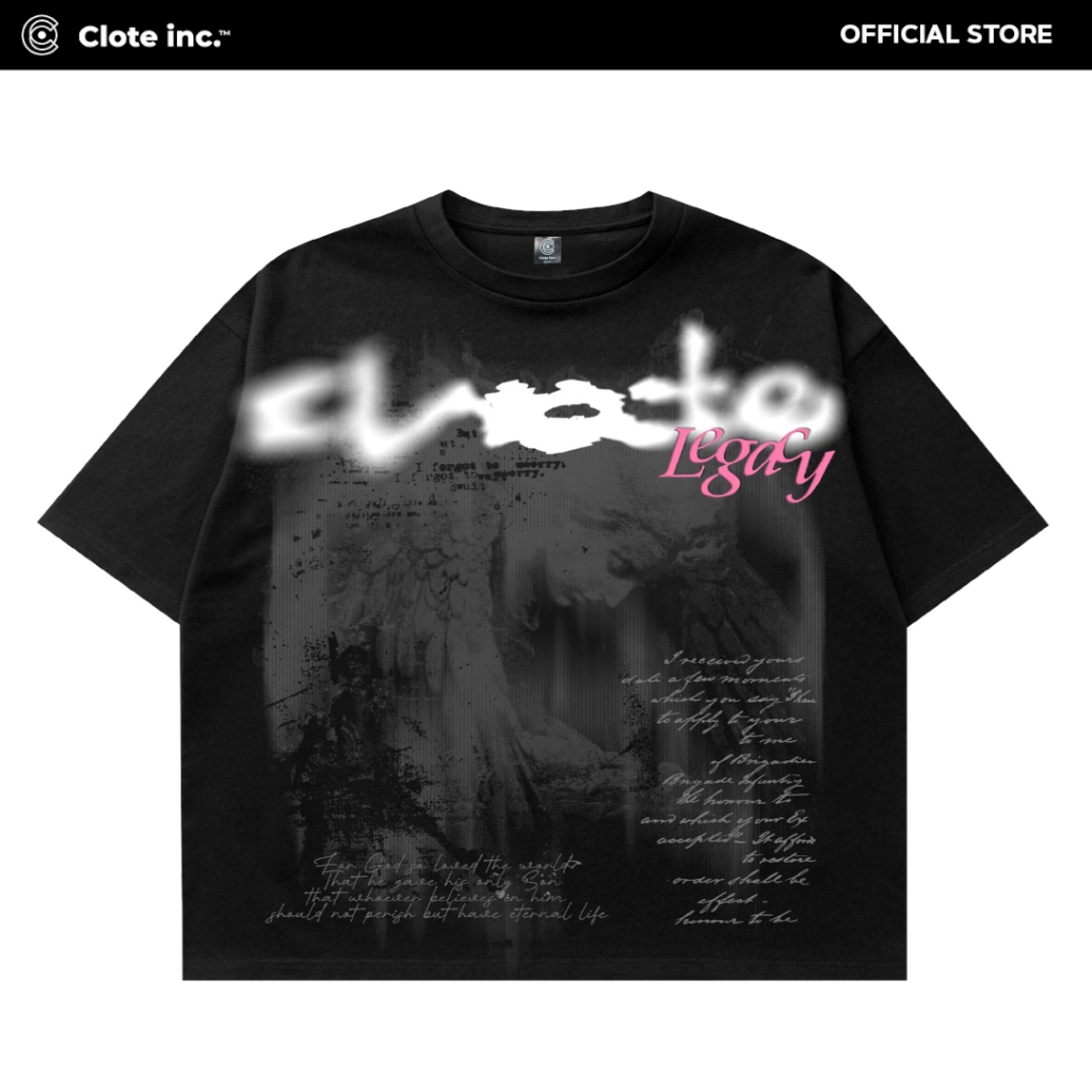 Clote Inc Boxy Crop Fit ผ้าฝ้ายขนาดใหญ่ 20s Department Black