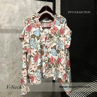 ZYT - Piyama Rayon | Piyama Rayon Vneck Jumbo Wanita Busui Friendly | Baju Tidur Rumahan Kekinian All Size XL | Setelan Piyama Lengan Tanpa | Adem & Nyaman