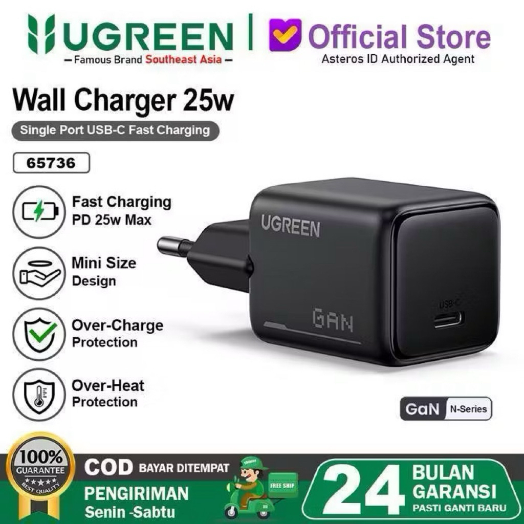 UGREEN 65736 GaN หัวชาร์จสําหรับ Samsung Super Fast Charging 25w