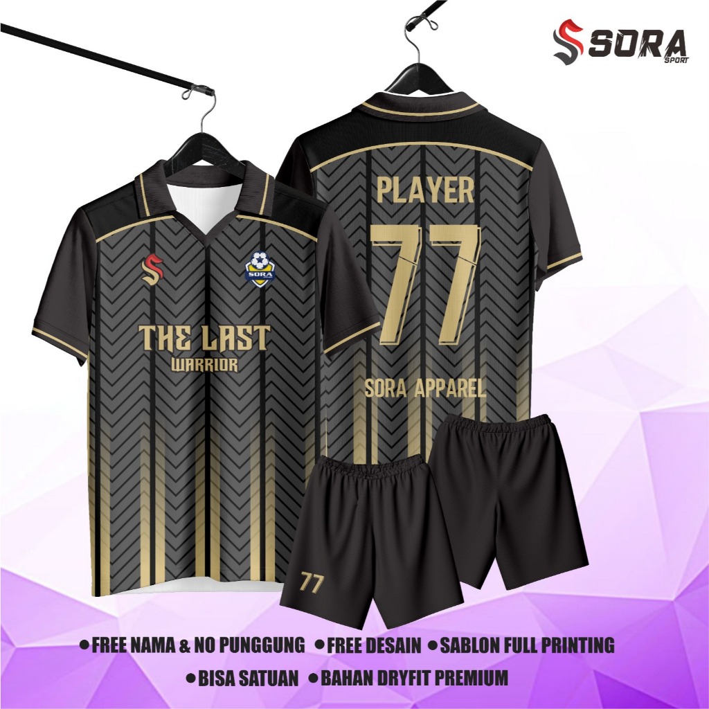 LAST WARRIOR BLACK RETRO JERSEY FOOTBALL JERSEY - FUTSAL JERSEY - VOLLEYBALL JERSEY - PRINTING BADMI