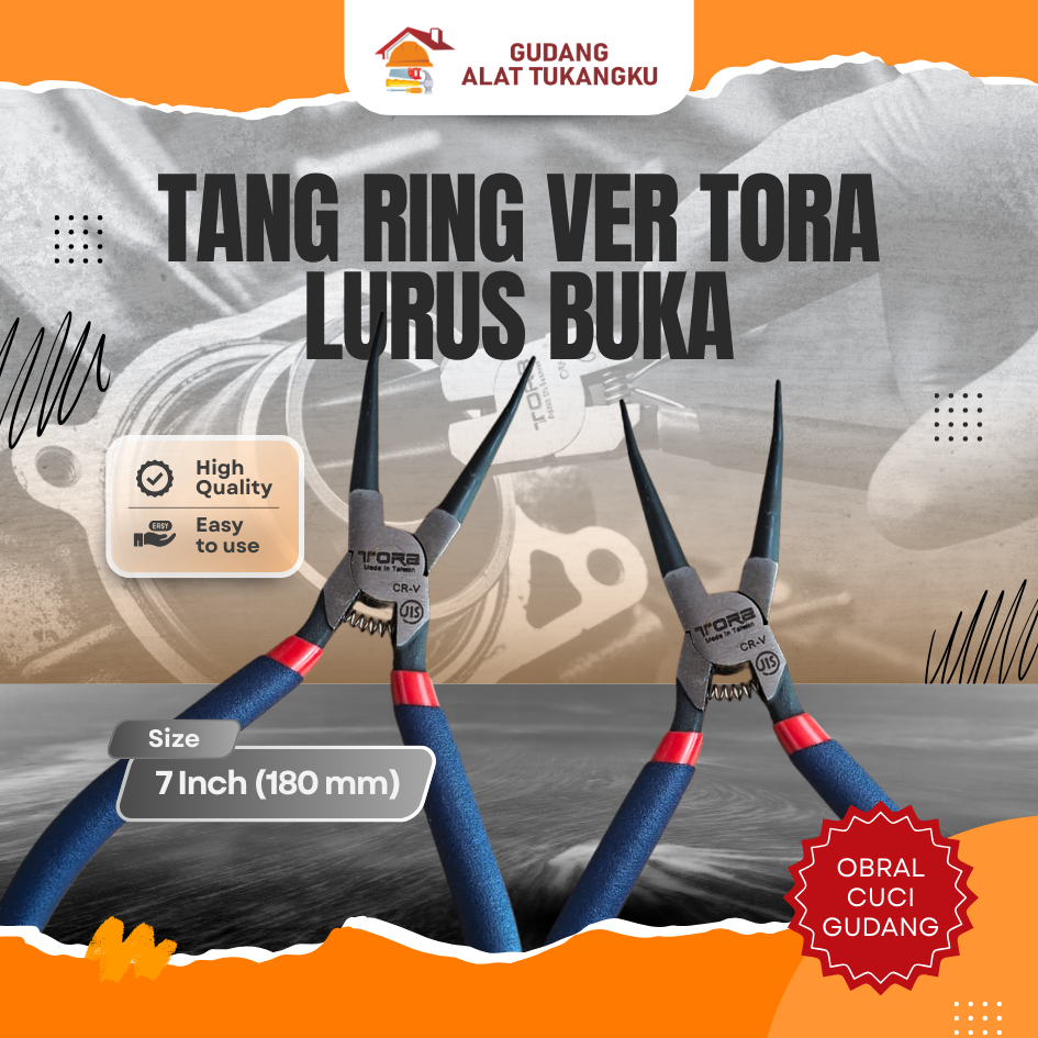 VER TORA 7" STRAIGHT OPEN RING PLIERS (SNAP RING PLIERS)