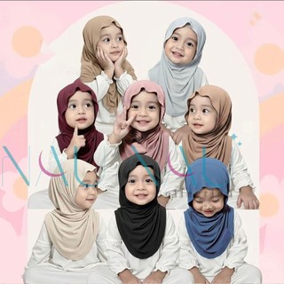 Naunau Hijab - (DISKON 24%) Hijab Meleyot Instan Anak Bergo Huma 3 - 6 Tahun Jisoo Mleyot Instan Spandek Jersey 4 Model Best Seller Trending Hijab Anak