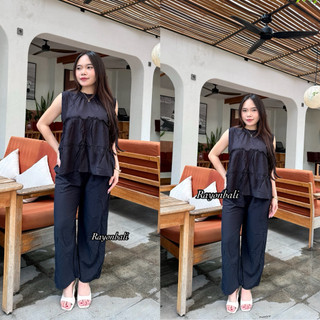 RARA SET Wanita Rayon Motif Polos Kekinian