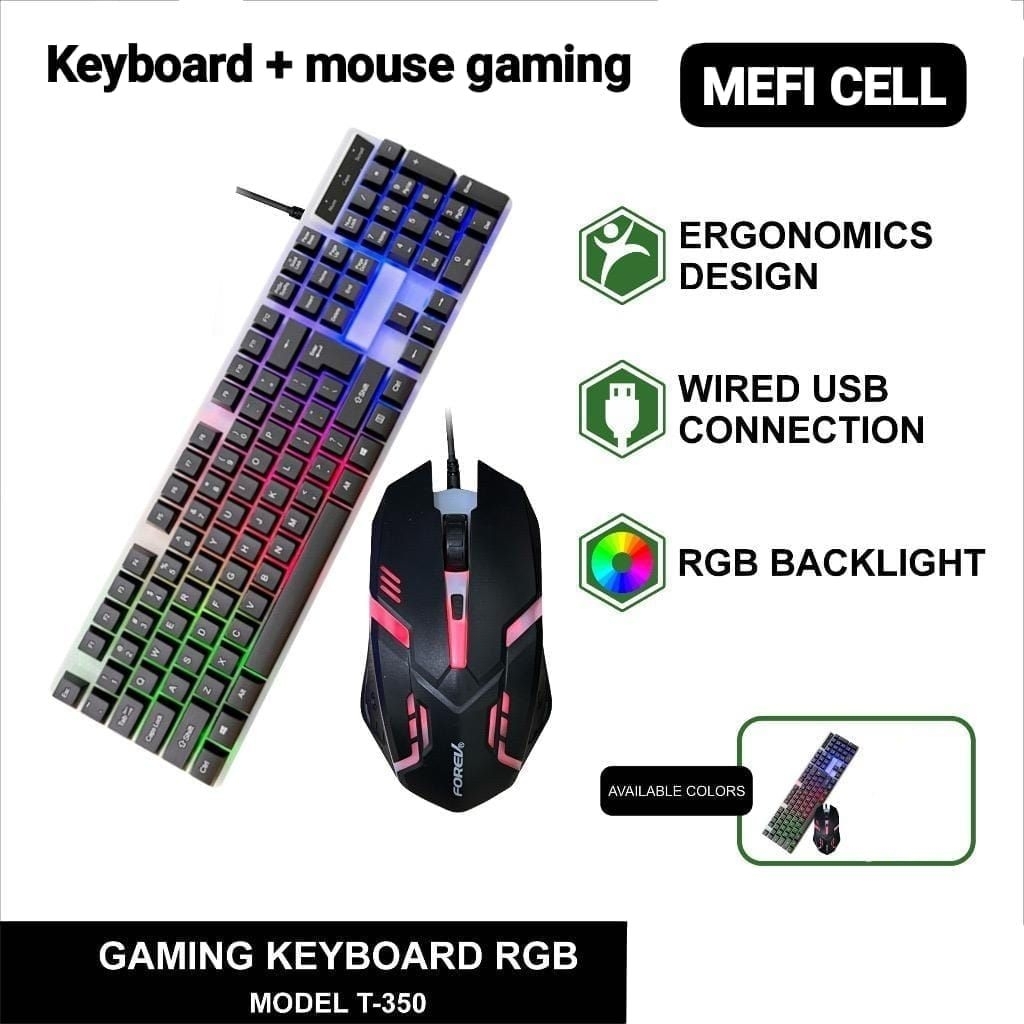 K-500 Series Gaming Keyboard & Mouse – Rainbow Backlight (สีดํา)