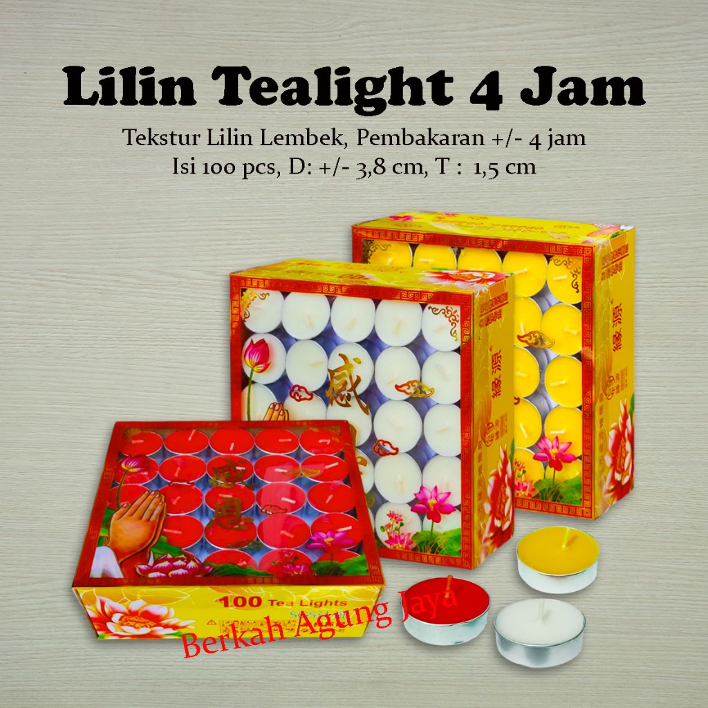 LILIN GE เทียนทีไลท์ดีบุก / เทียนทีไลท์อลูมิเนียม GE 100 ชิ้น