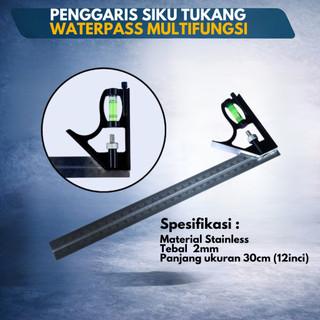 BELTER Penggaris Tukang Siku Mistar Multifungsi Penggaris Siku Tukang WATERPASS