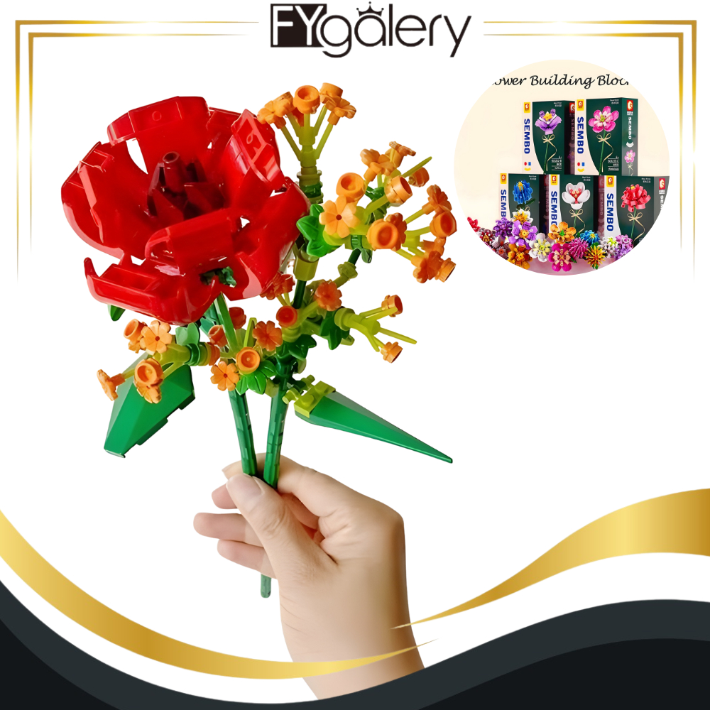 FYgalery Sembo Flower Building Blocks ดอกไม้ของขวัญเด็ก - ของเล่นปริศนา Y8093
