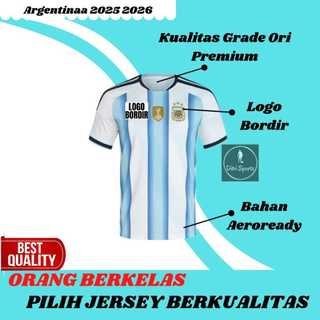 Jersey Argentina Home Piala Dunia 2026 Baju Sepak Bola Messi Grade Ori Pria Dewasa