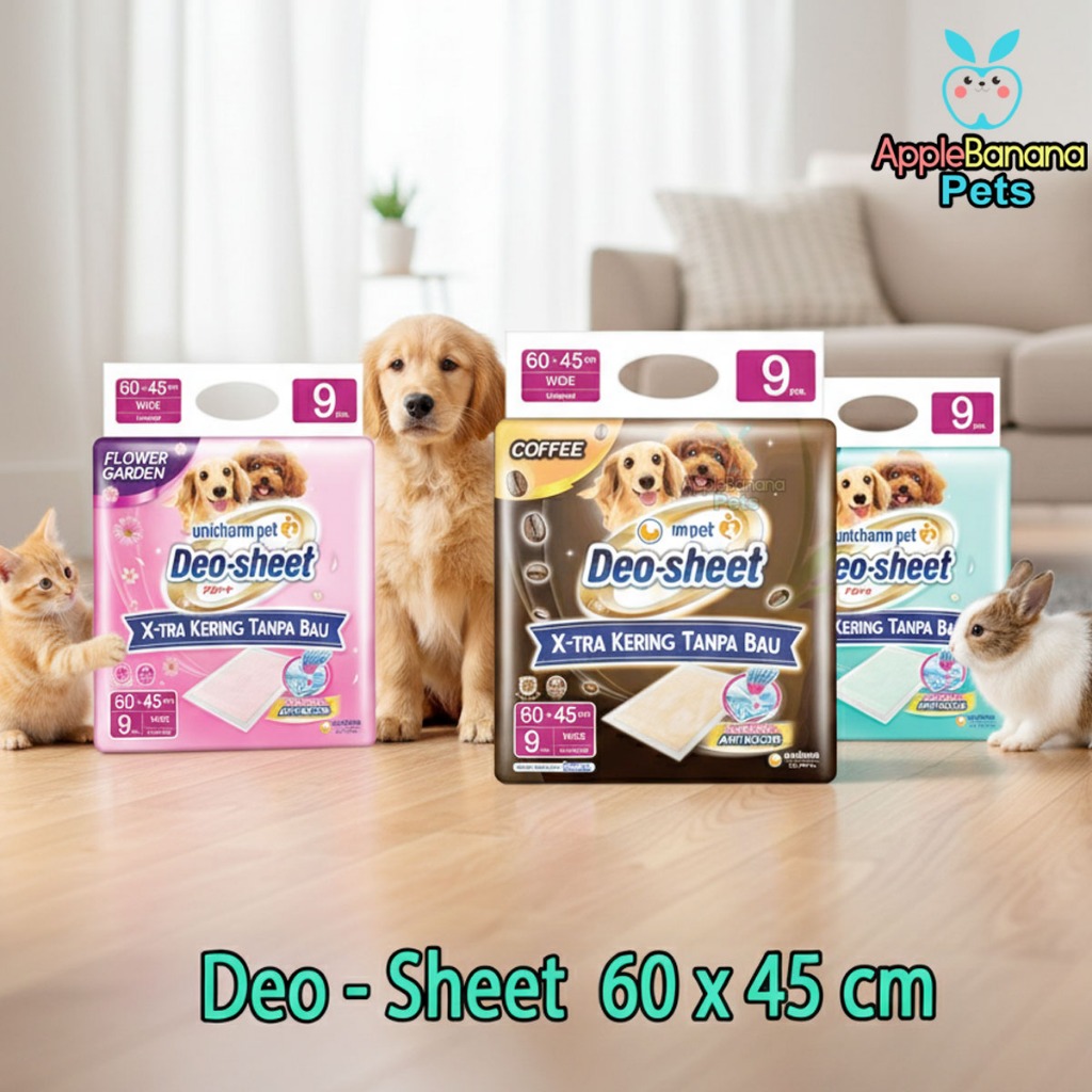 Underpad ใต้แผ่น perlak Deo Sheet SuperWide 60x45 ซม. บรรจุ 9 ชิ้น/แผ่นฝึกSheep สําหรับสุนัขและแมว