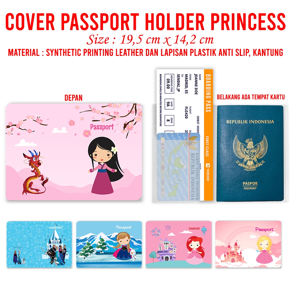 Princess Series Motif Passport Holder Cover – ช่องใส่การ์ด – Anti-Slip & Boarding Pass Pass Pass Pas