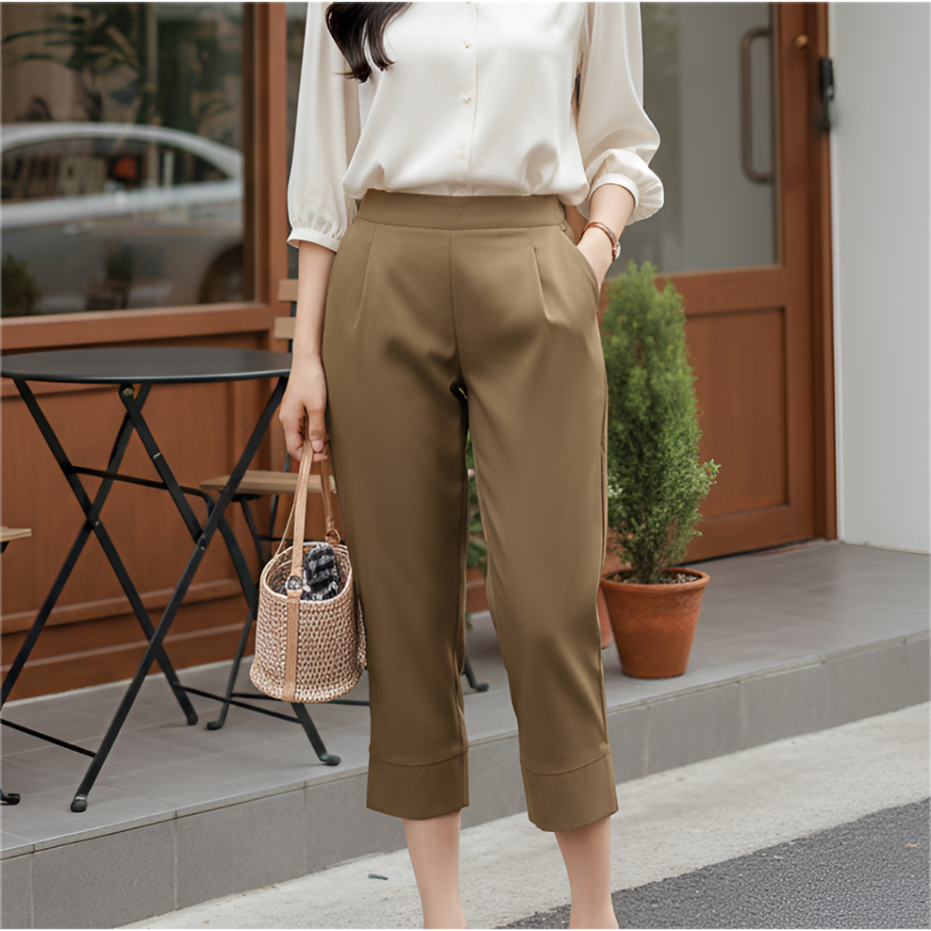[COTTONBELLS] YUNHEE PANTS | CASUAL BASIC WANITA FASHION | CELANA KERJA KOREA PREMIUM (PE - CL 13)