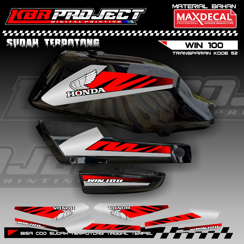 WIN 100 COOL PREMIUM TRANSPARENT STRIPING STICKERS HONDA RACING 52 VARIATION LINES ALREADY CUT