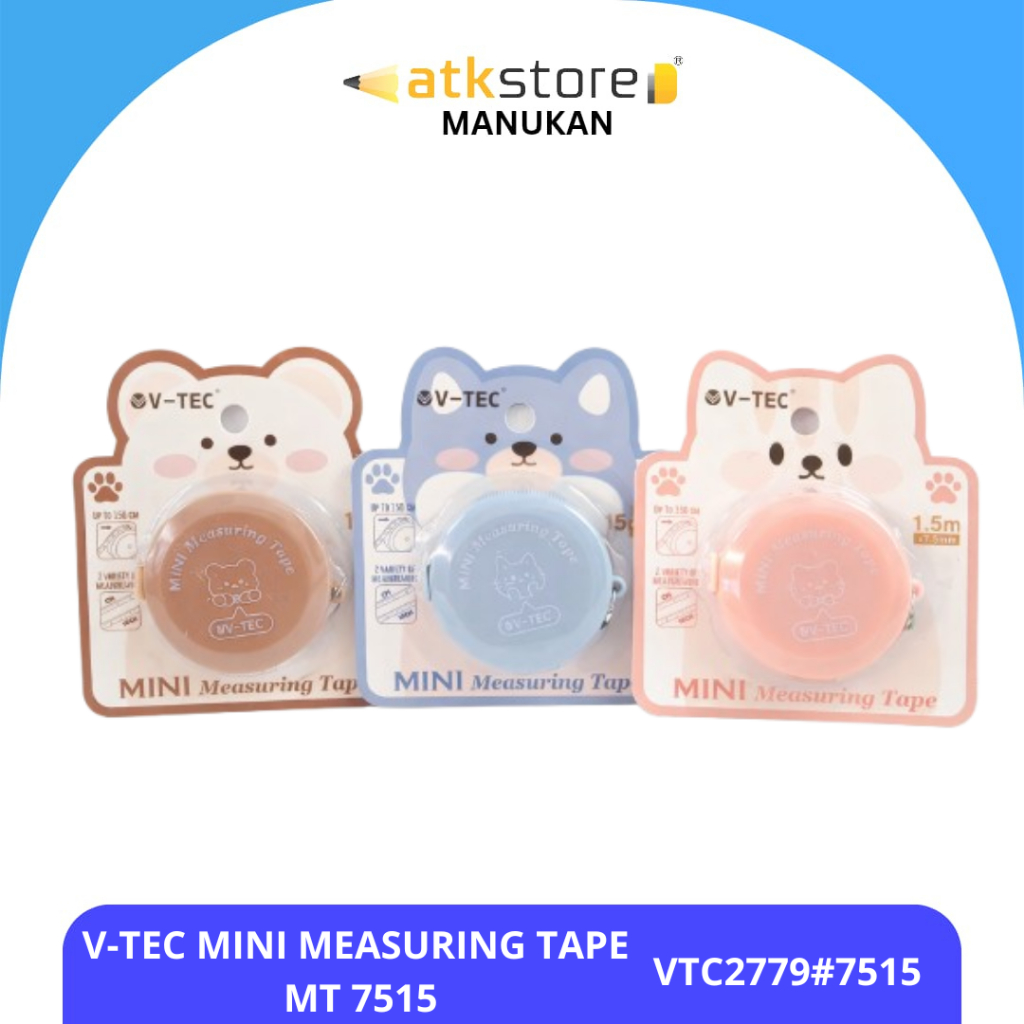 V-TEC Mini เทปวัด MT 7515 - 1.5M Pocket Sewing Meter พร้อมตัวอักษรน่ารัก