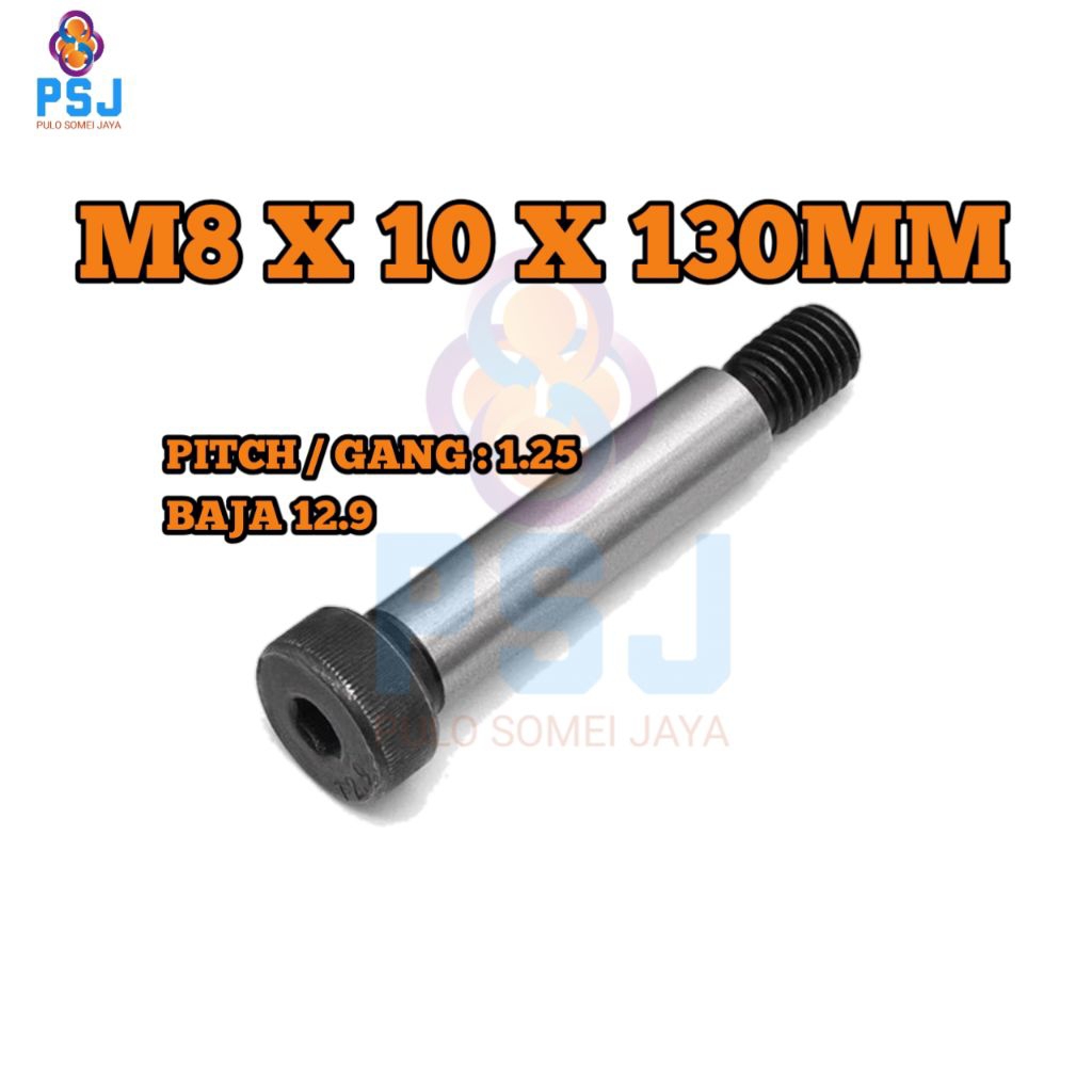สลักเกลียวไหล่ M8 x 10 x 130 - Stripper Bolt - Stopper Bolt Steel 12.9