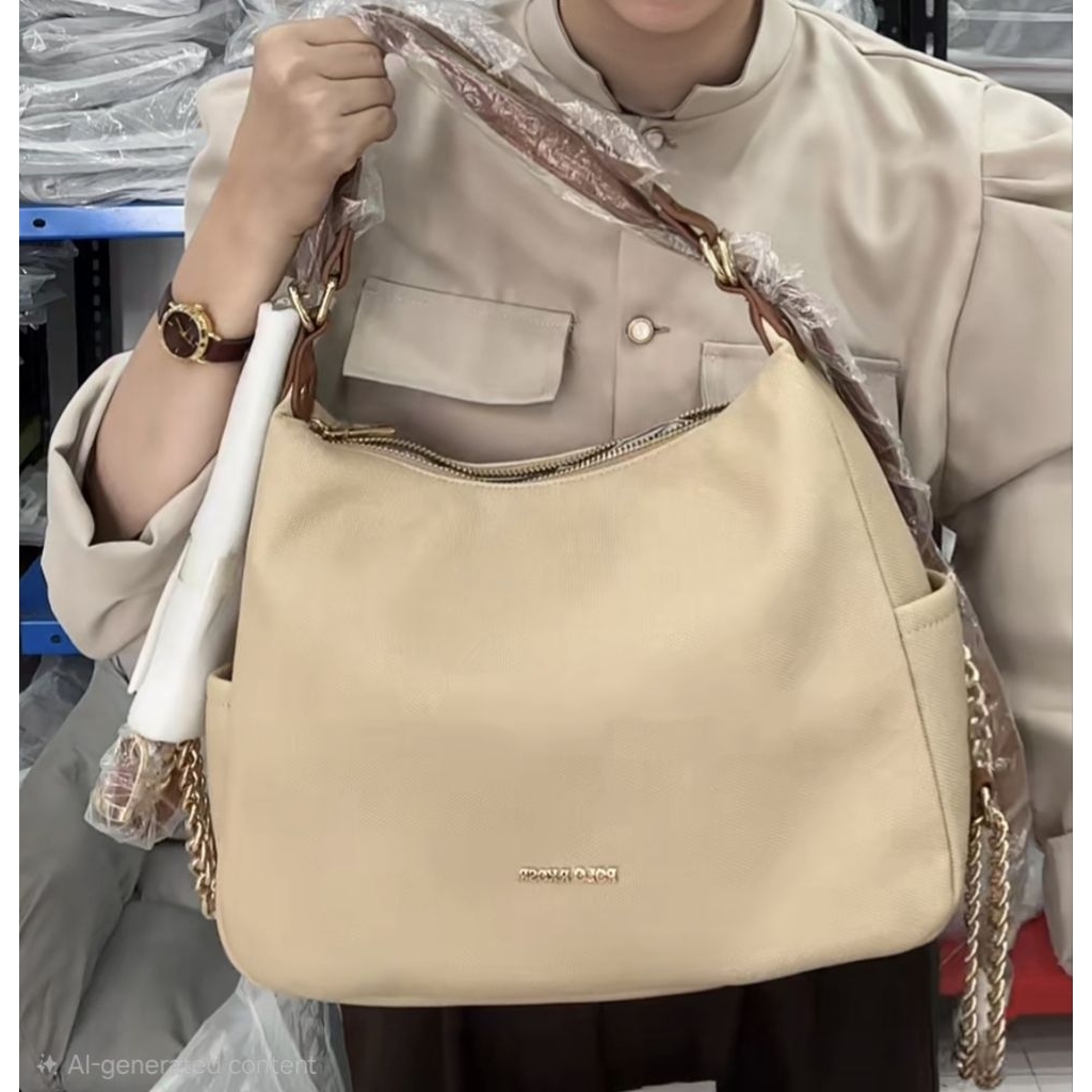 Polo Backpack & Shoulder Bag 2in1 สีเบจ