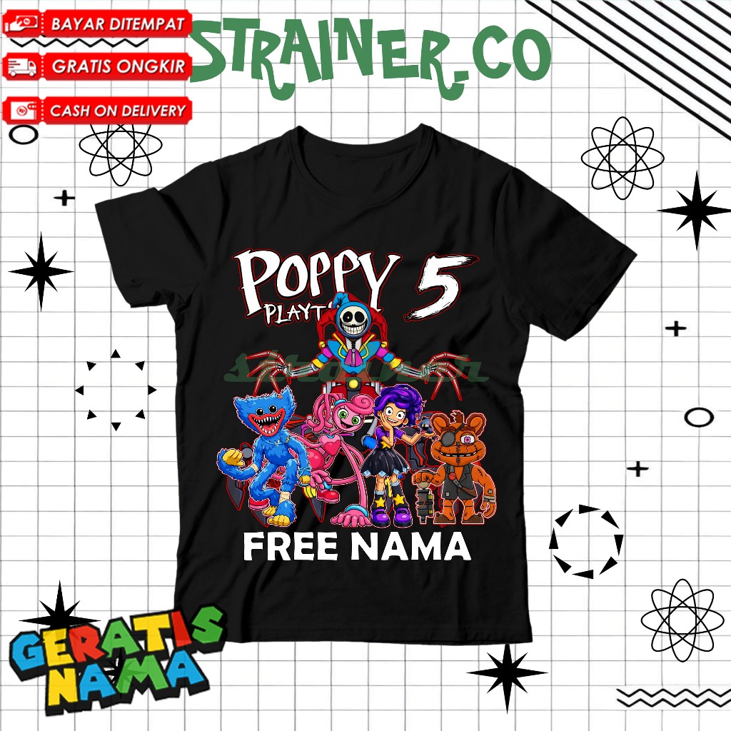เกมสยองขวัญ Poppy Playtime 5 เสื้อยืดเด็ก COOL - ชายหญิง Poppy Playtime Chapter 5 Huggy Wuggy All Prototype Lily Lovebraids Viral UNISEX ฟรี NAME FASHION PREMIUM