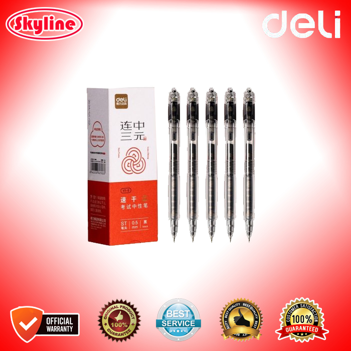 Deli V1-S GEL PEN 0.5 มม. สีดํา V1 S V1S สินค้าเดิม