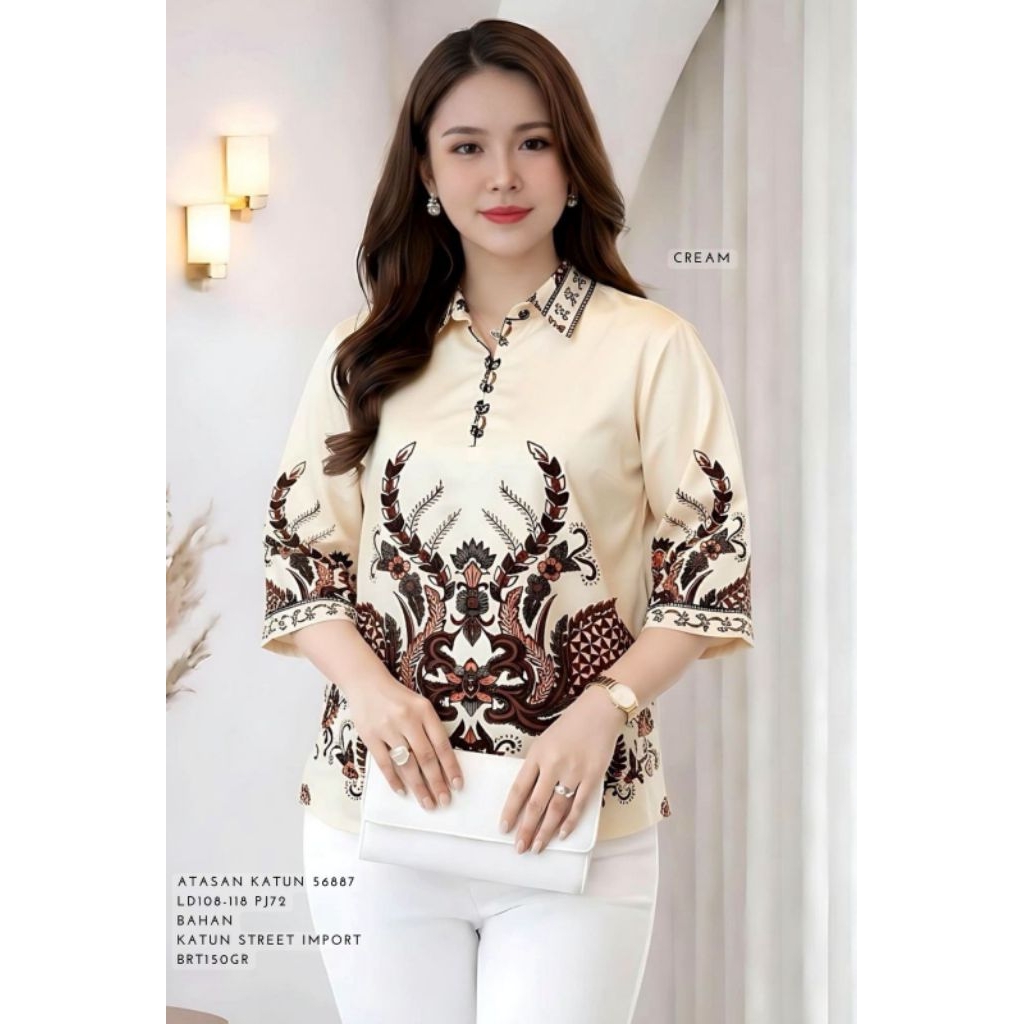 KATUN JP 56887 / DS 91901 ผ้าฝ้ายสตรี TOP LD 108-118CM