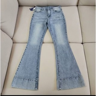 Jennie-HighWaist Cutbray Jeans Celana Flare Panjang Stretch Wanita Vintage Lipat Bawah