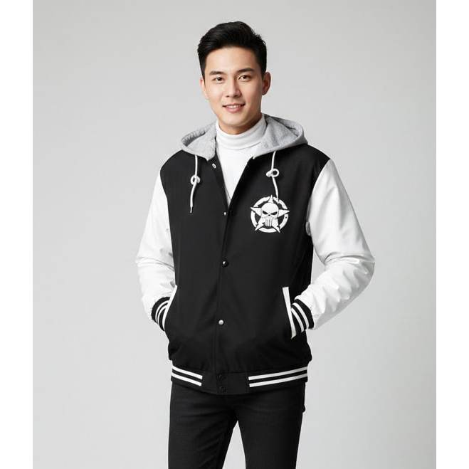 OVERSIZE VARSITY PNS ZIPPER JACKET S-6XL. CUSTOM ZIPPER JACKET, สไตล์เกาหลี ZIPPER JACKET
