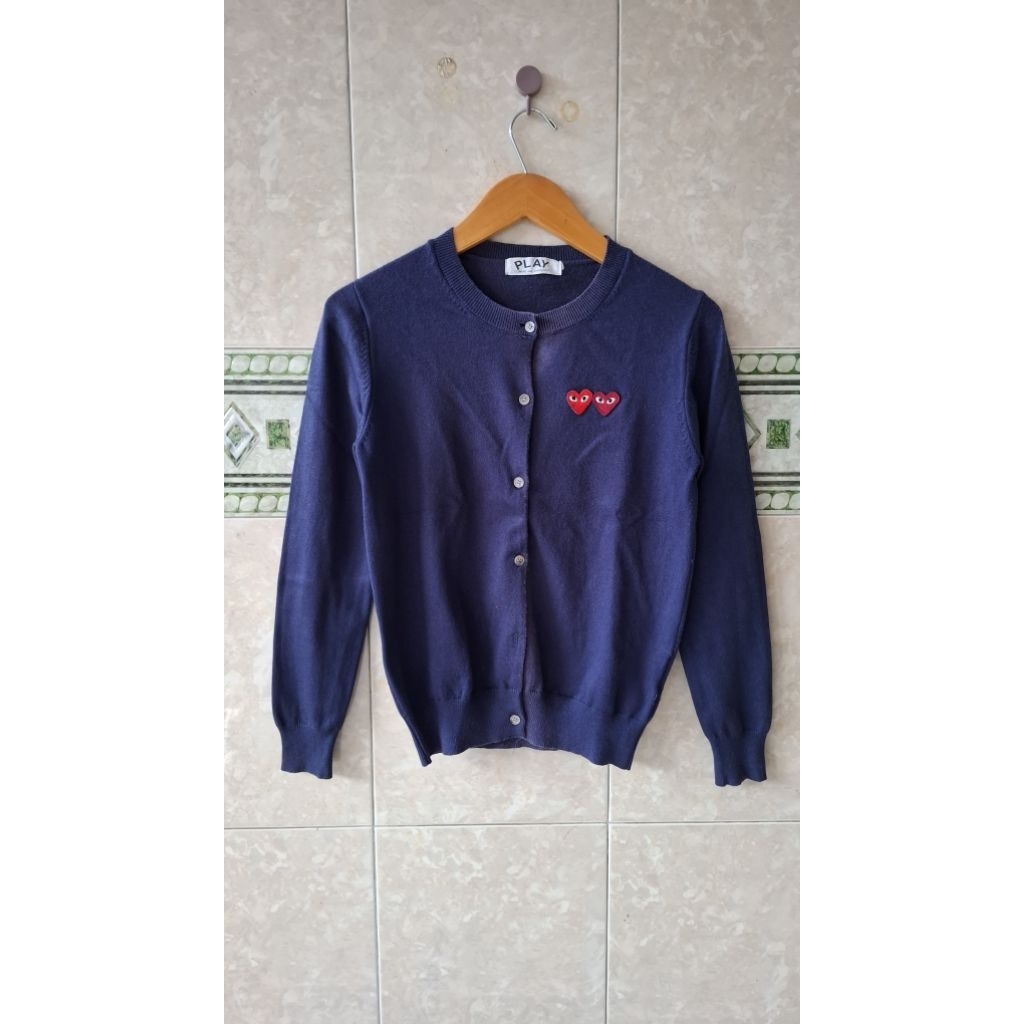 CDG PLAY Come Des Garcons คาร์ดิแกน Navy Two Hearts