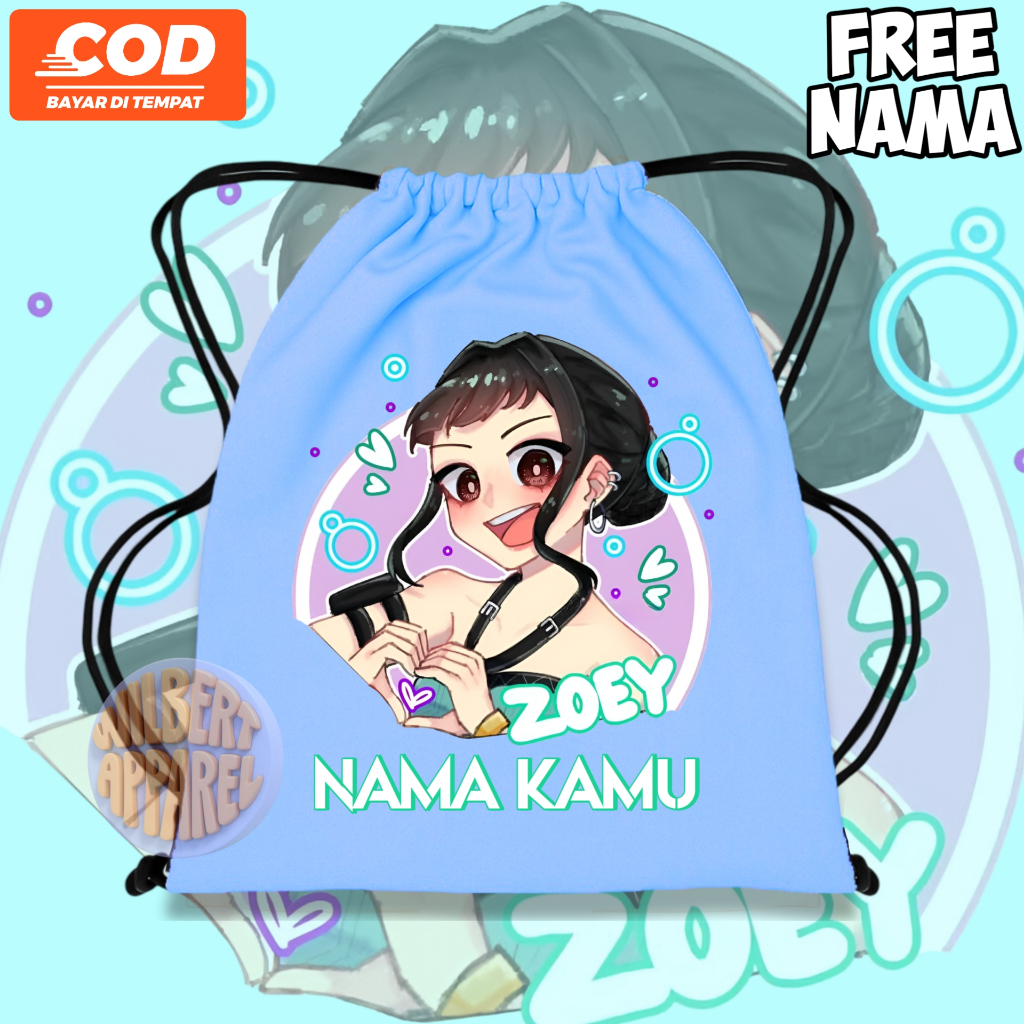Kpop Demon Hunters Zoey Kids Drawstring Bag / ฟรีชื่อเด็ก Drawstring Bag