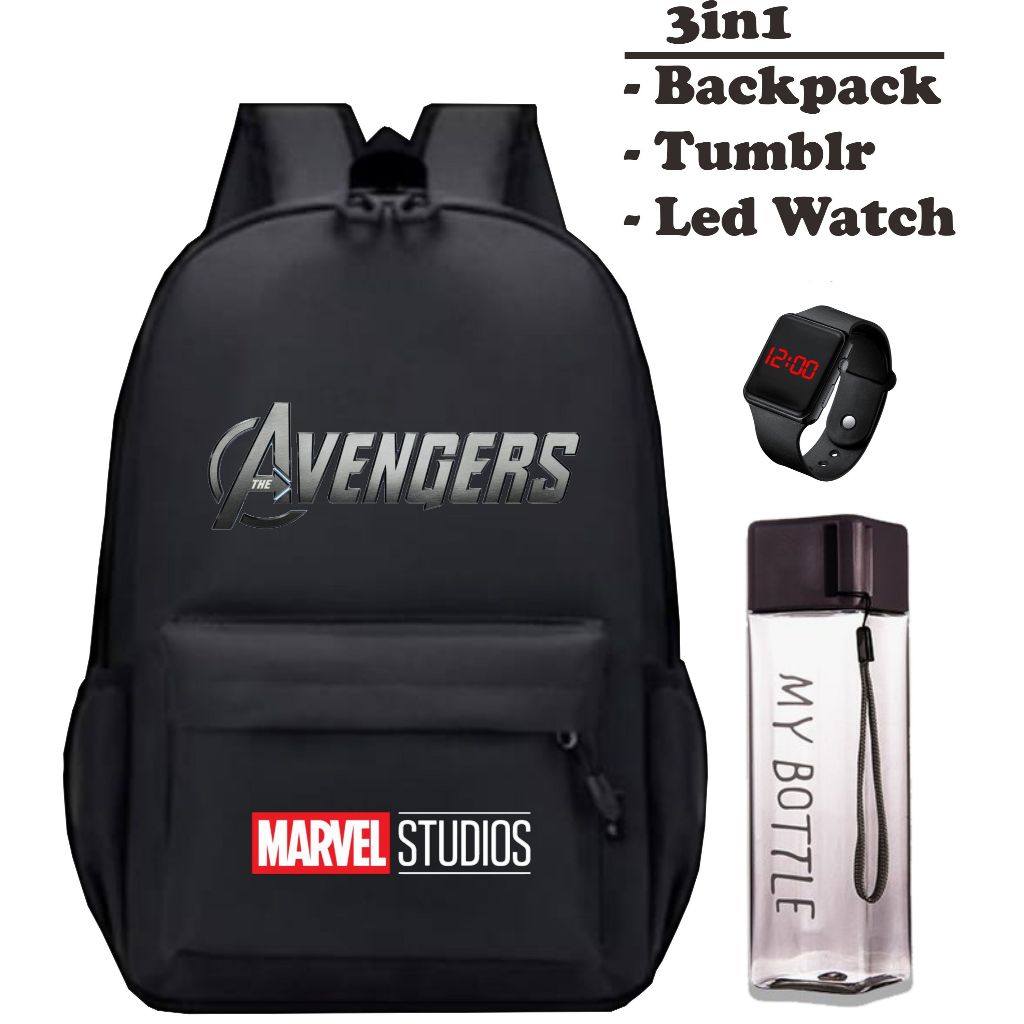 3-in-1 Package of Elementary School Boys Backpack with AVENGER MARVEL Premium Logo Image