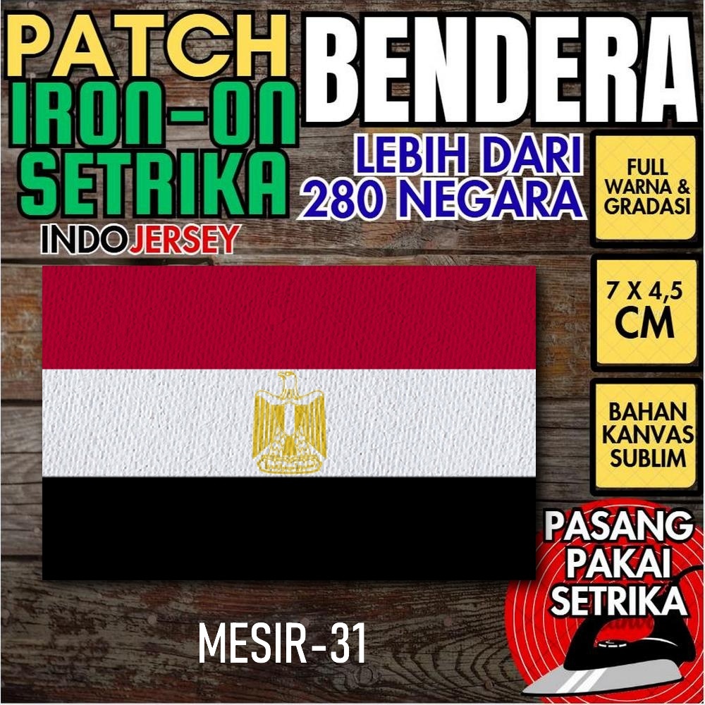 Indojersey Patch Flag EGYPT EGYPT Iron-On Canvas Sublimation Square Box 7 x 4.5 ซม.เสื้อยืดJersey Ja