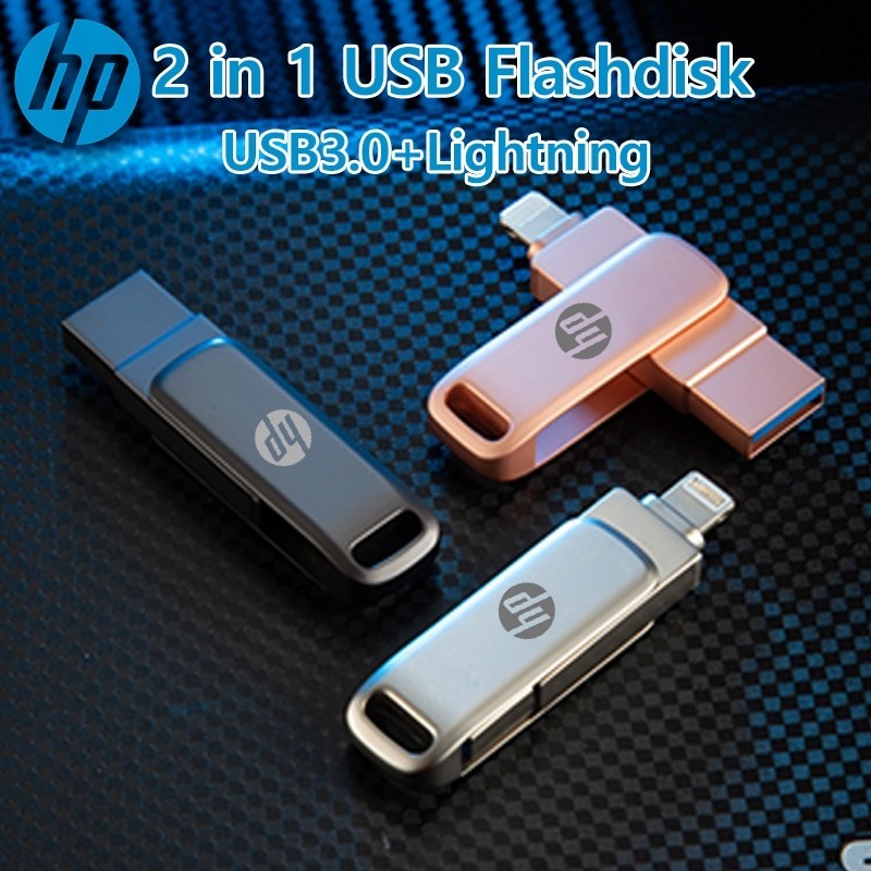 HP U701 1TB OTG Flashdisk Dual Port, USB 3.0 Silver, ที่เก็บของขนาดใหญ่สําหรับ iOS และ PC