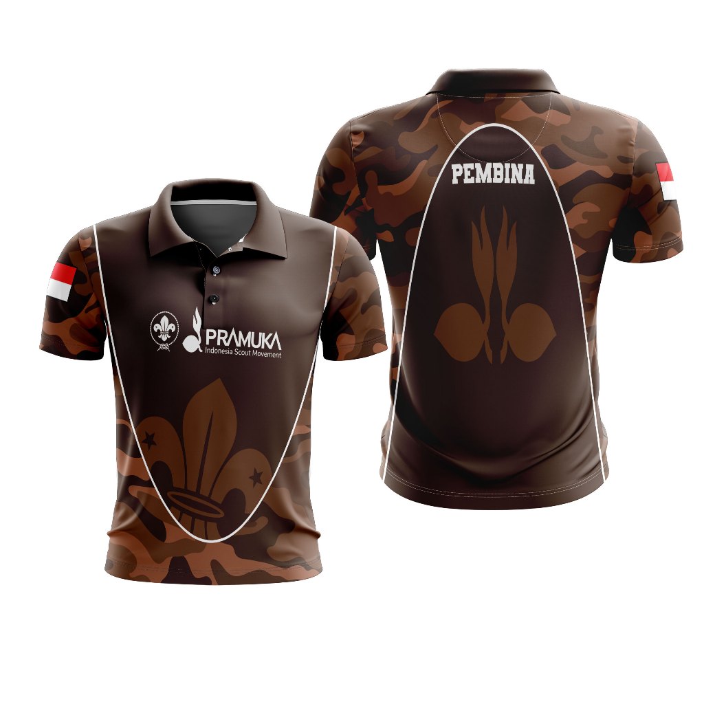 เสื้อยืด Jersey Polo V คอ SCOUT Praja Muda Karana Art 01 พิมพ์เต็มฟรีชื่อที่กําหนดเอง + โลโก้