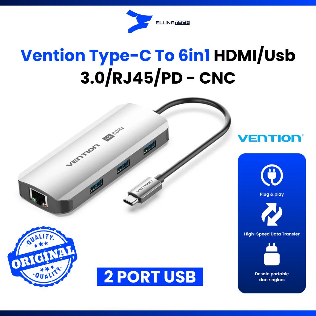 VENTION MULTIPORT 6IN1 ความเร็วสูง USB C ถึง HDMI VGA สําหรับ IOS WINDOWS MACBOOK DELL GALAXY SWITCH