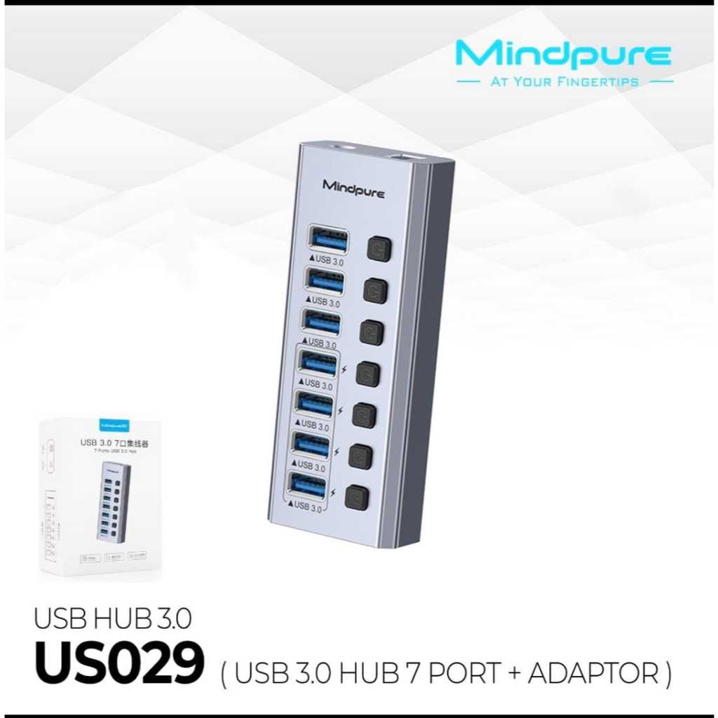 USB HUB 7 พอร์ต + อะแดปเตอร์ Mindpure US029