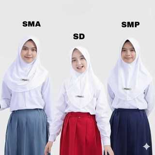 Hijab Bergo anak sekolah SD SMP SMA jilbab instan jersy premium Bergo alluna jersy size L M S