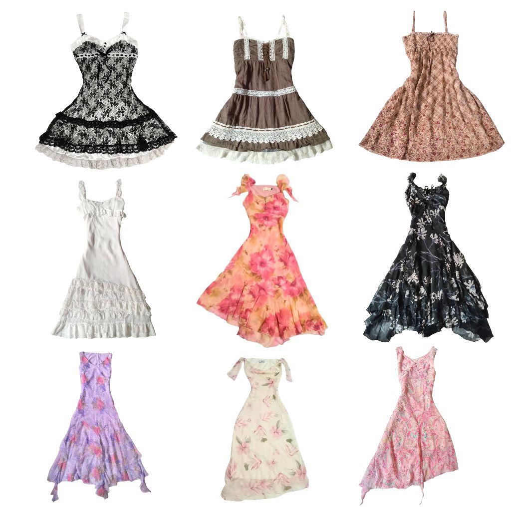 ชุดเดรส | Vintage y2k fairy coquet cotagecore gown goth dollete mori kei