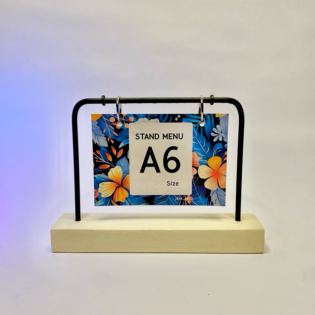 A6 LANDSCAPE INDUSTRAIAL RING MENU STAND CALENDAR PHOTO TABLE MENU STAND WOODEN REMINDERS