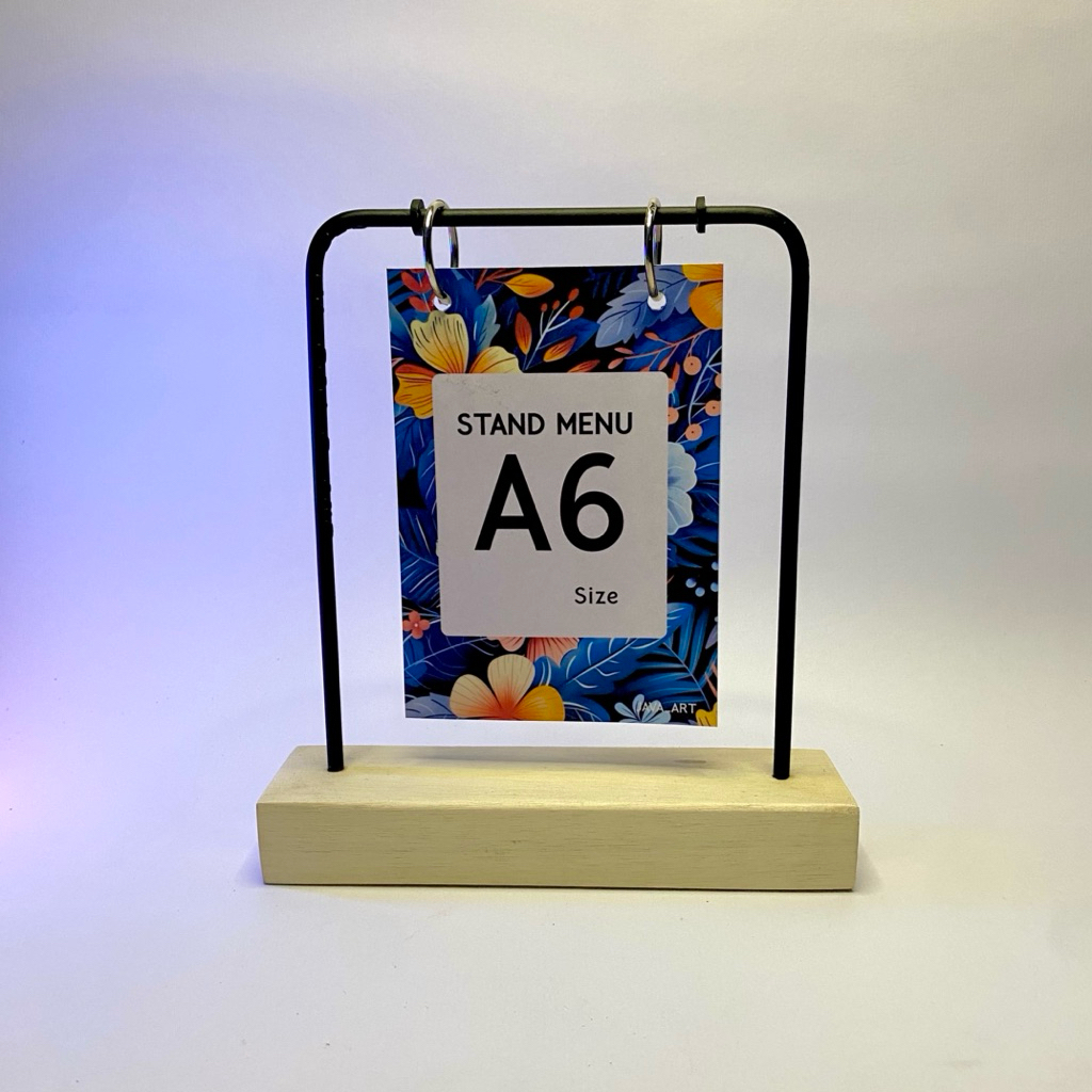 A6 RING MENU STAND INDUSTRAIAL PORTRAIT CALENDAR PHOTO TABLE MENU STAND WOODEN REMINDERS