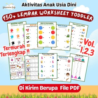 150+ Lembar Worksheet Anak Usia Dini - For Toddler | Usia 2–6 Tahun | TK PAUD | PDF Siap Cetak