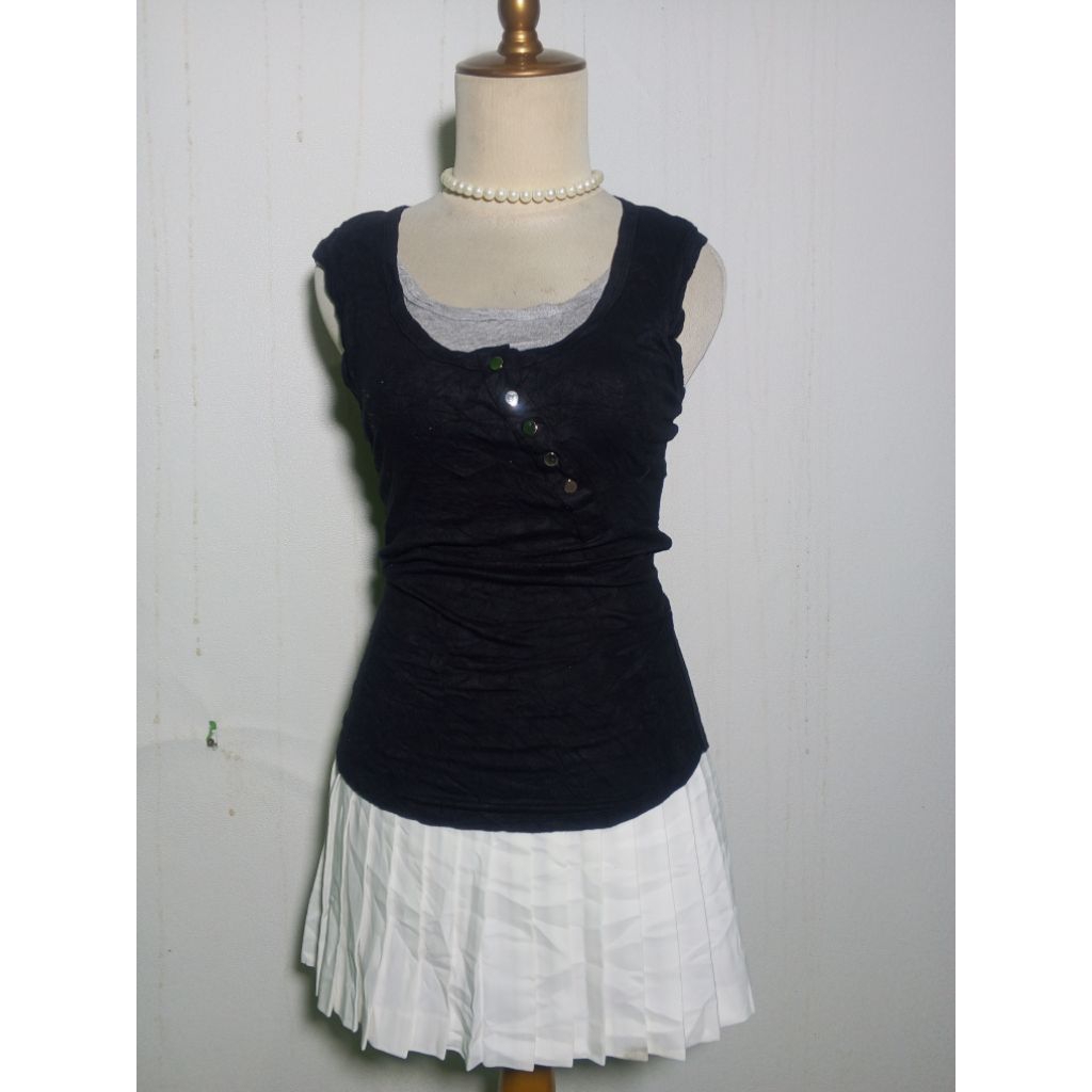 Y2k milkmaid grape double top สไตล์ไม่สมมาตรสไตล์เรโทร