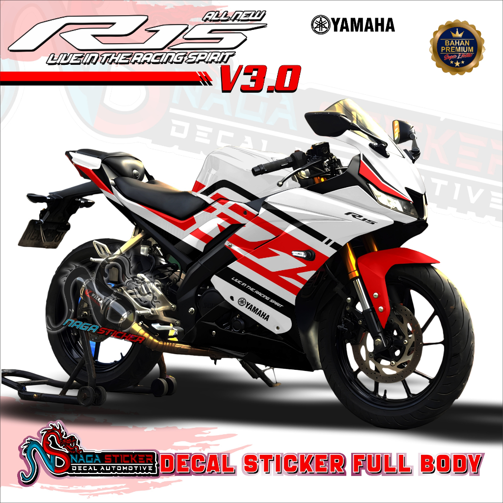 Yamaha R15 V3.0 YZF-R15 Full Body รถจักรยานยนต์ Decal สติกเกอร์ Race15 RV3022 ออกแบบสามารถปรับแต่ง D