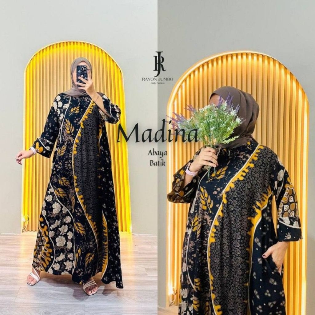 Madina Gamis Jumbo Ld 130 Kaftan Rayon Premium Busui Simple Elegant