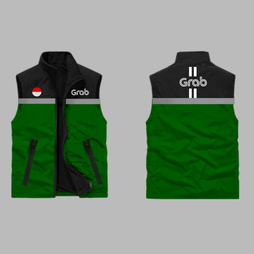 เสื้อกั๊กโอซอล | เสื้อแกร็บ | เสื้อแจ็คเก็ตแกร็บของแท้ | เสื้อกั๊กไดรเวอร์ Grab Ojol | | Grab Vest J